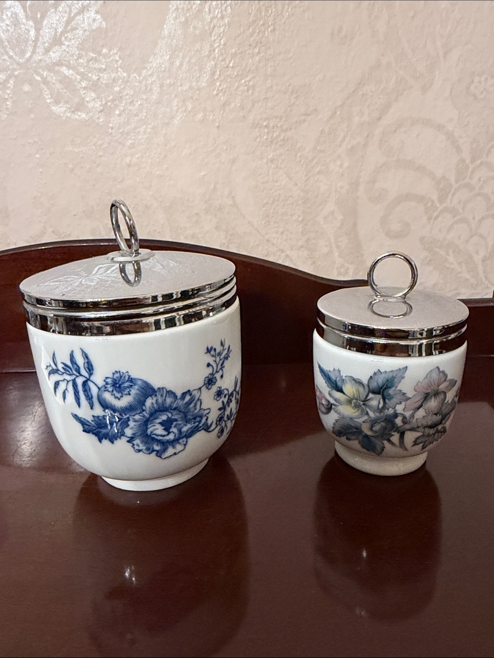 Pair Royal Worcester egg coddlers with instruction